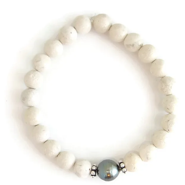 Celebrate the Feminine Spirit | Diamond Hamsa Bracelet | Tahitian Pearl | River Rock