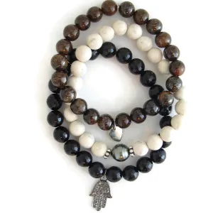 Celebrate the Feminine Spirit | Diamond Hamsa Bracelet | Tahitian Pearl | River Rock