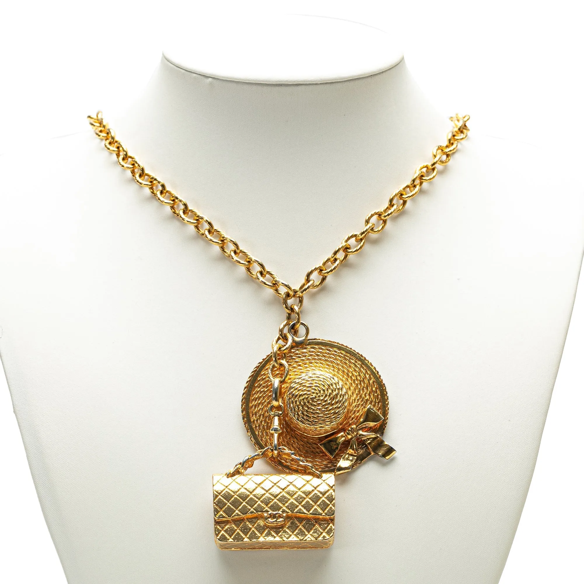 Chanel Flap Bag and Hat Pendant Necklace