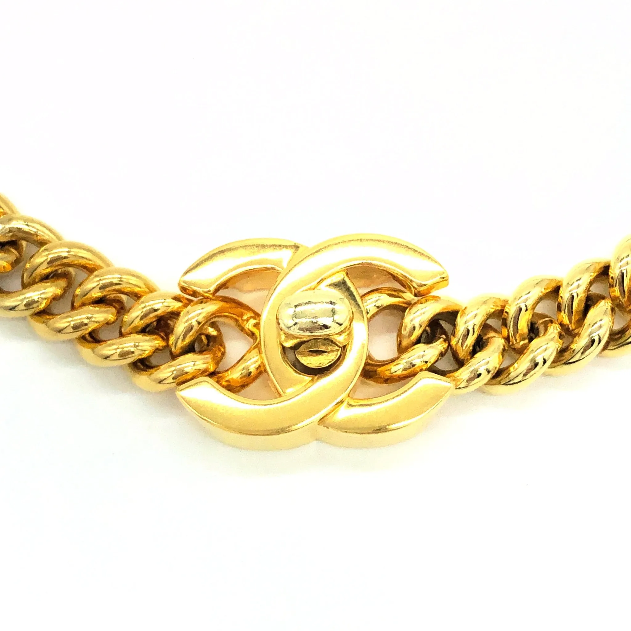 Chanel Goldtone Turnlock Necklace