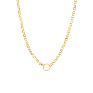 Charm-Ready Hollow Rolo Chain Adj. Necklace