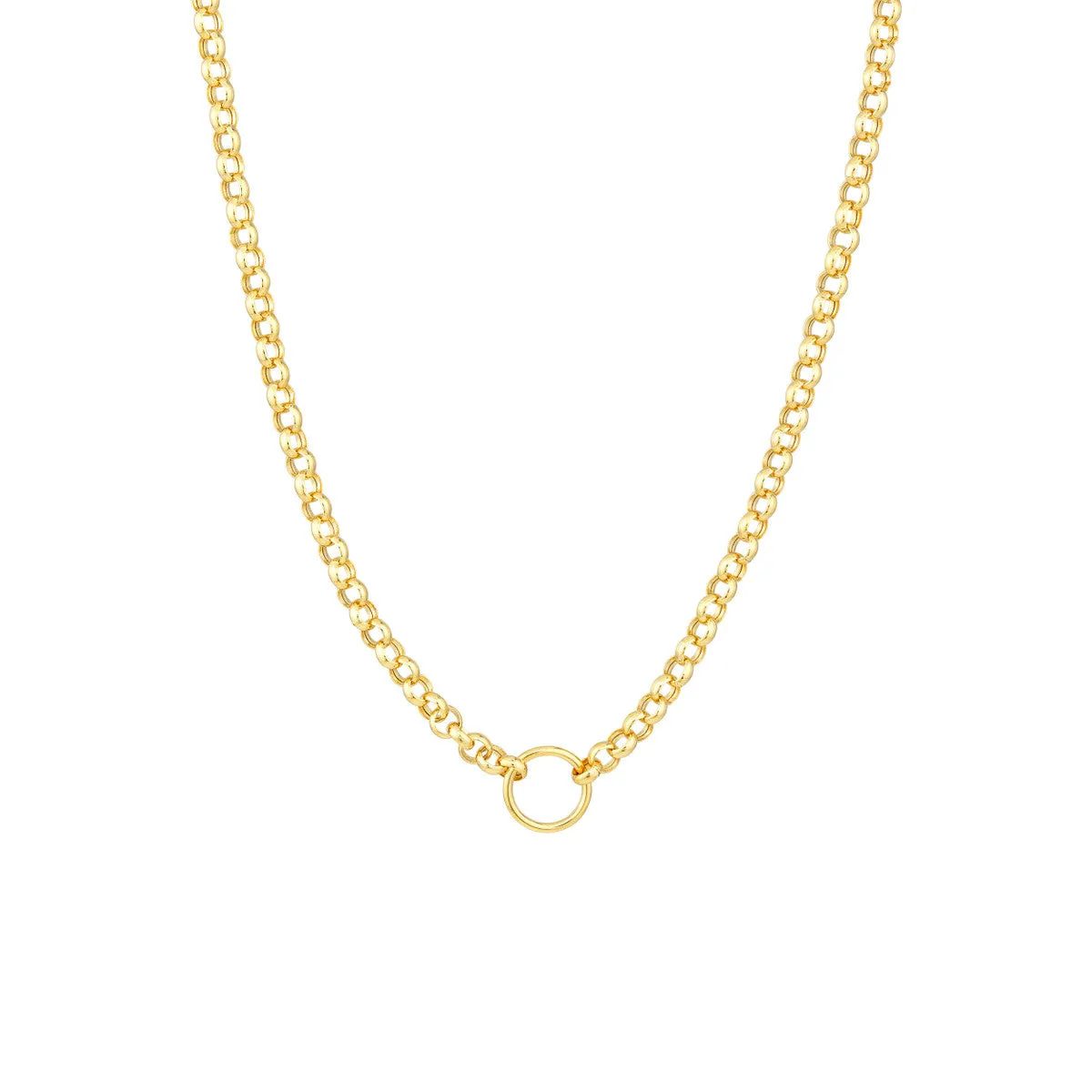 Charm-Ready Hollow Rolo Chain Adj. Necklace