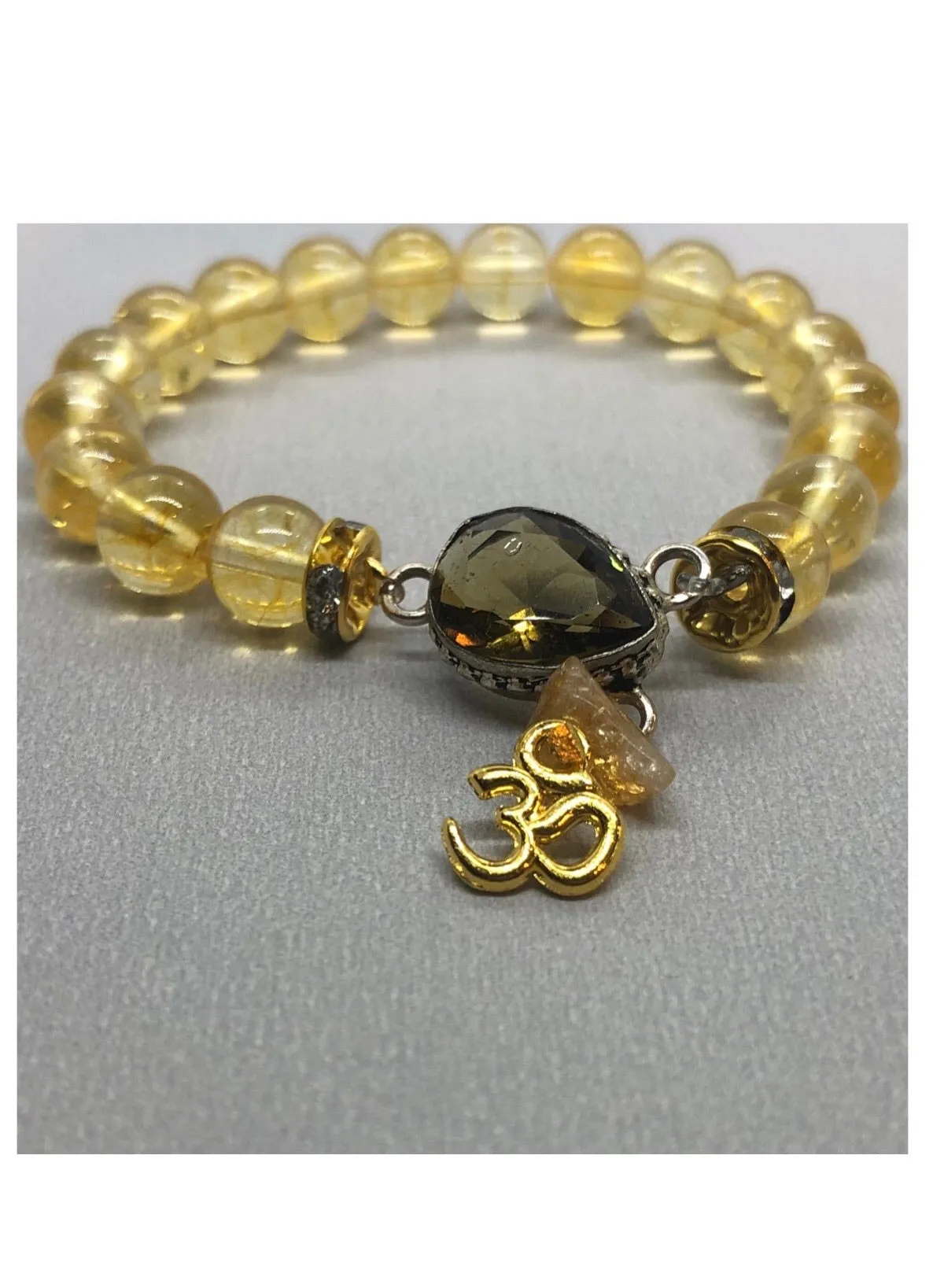 Citrine Bracelet set in 925 Silver with Citrine Crystal Beaded Bracelet