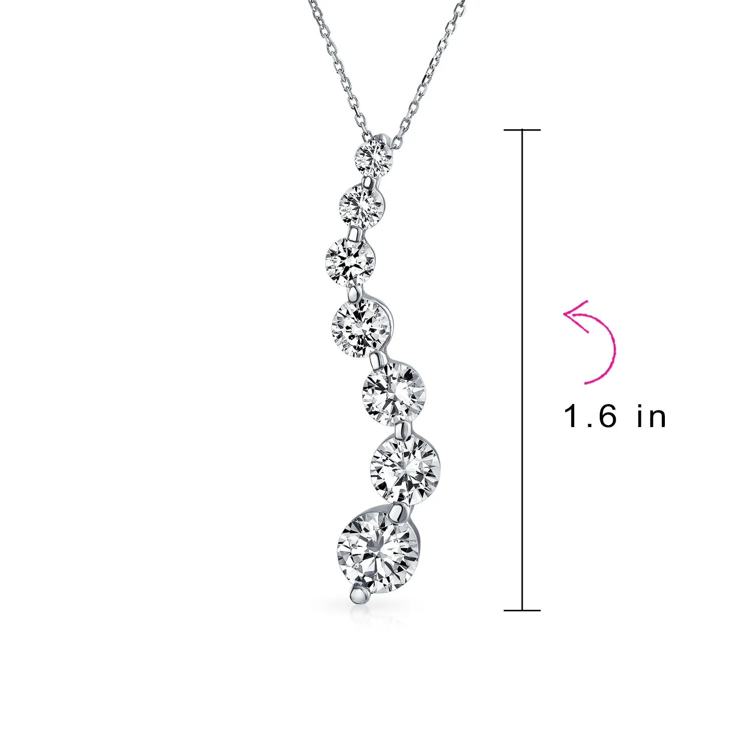 Classic Bridal Cubic Zirconia Solitaire CZ Pendant Necklace Sterling Silver