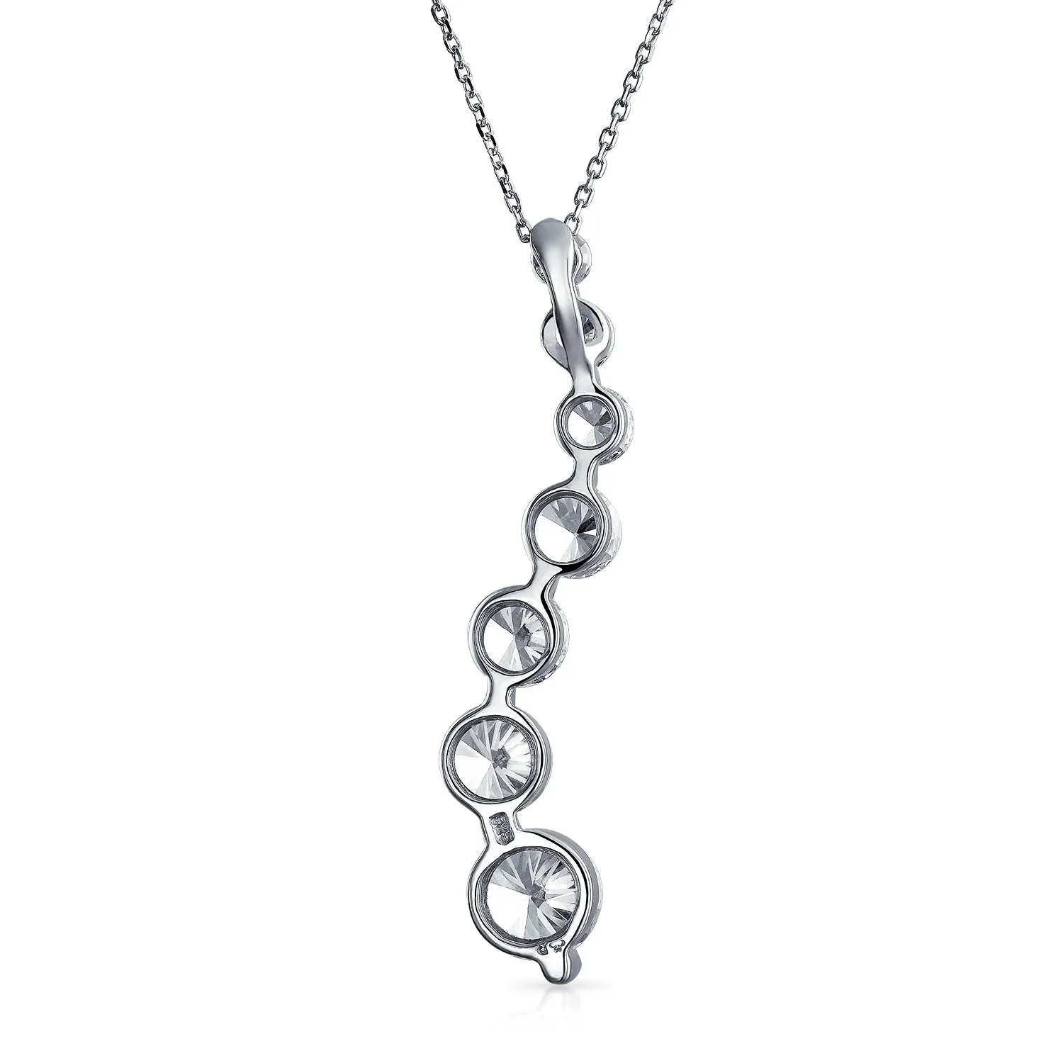 Classic Bridal Cubic Zirconia Solitaire CZ Pendant Necklace Sterling Silver
