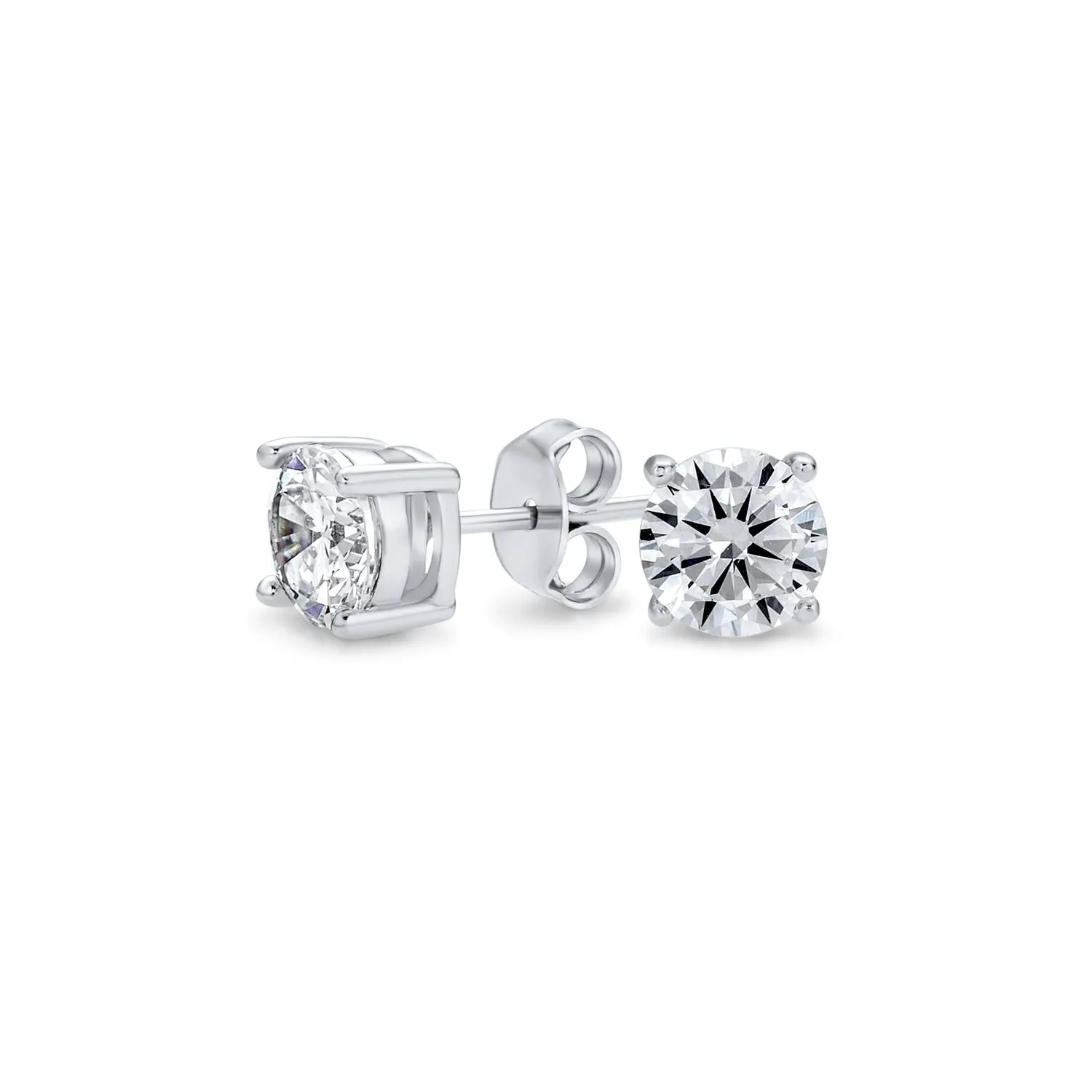 Classic Bridal Cubic Zirconia Solitaire CZ Pendant Necklace Sterling Silver