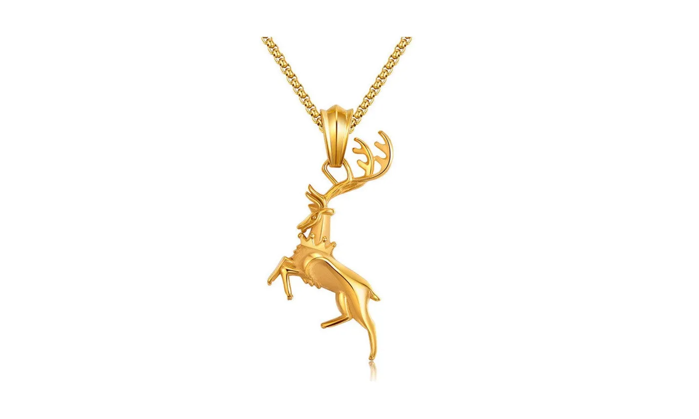 Classic Moose Elk Pendant Necklace