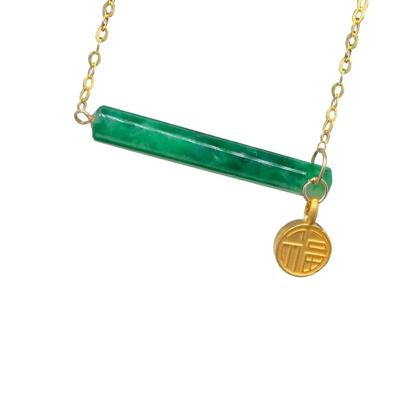 Classic natural hetian green chalcedony long necklace