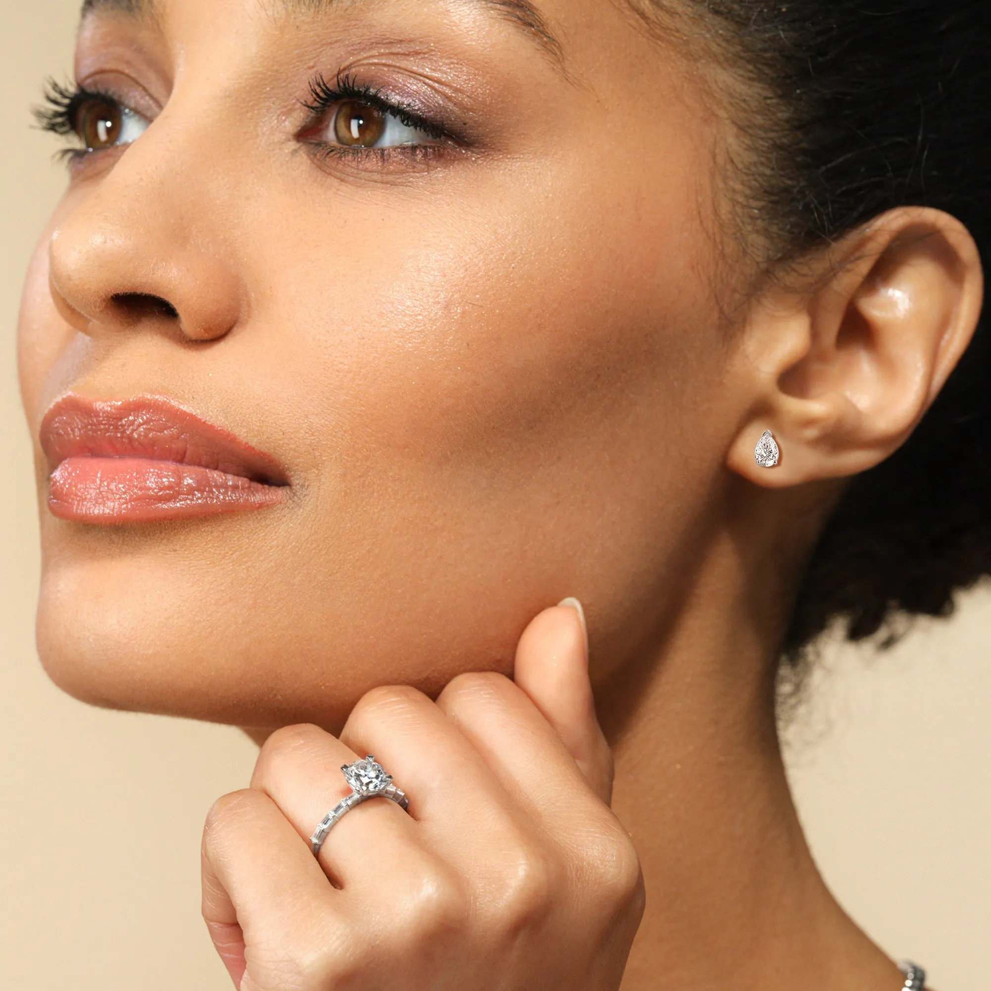 Classic Pear Brilliant Cut Diamond Martini Stud Earrings (F/G VS )