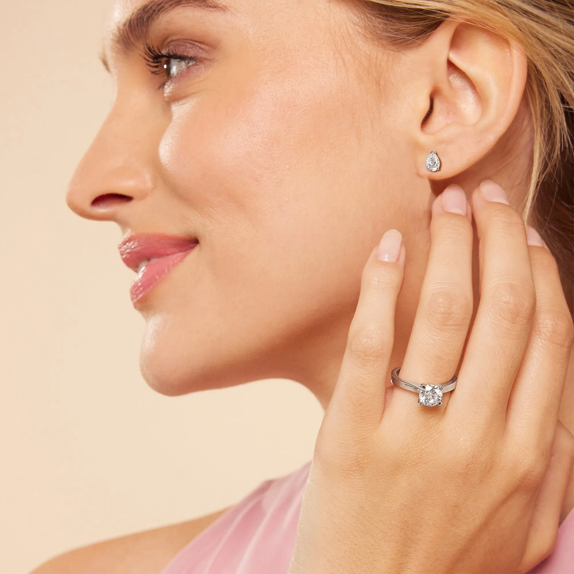 Classic Pear Brilliant Cut Diamond Martini Stud Earrings (F/G VS )