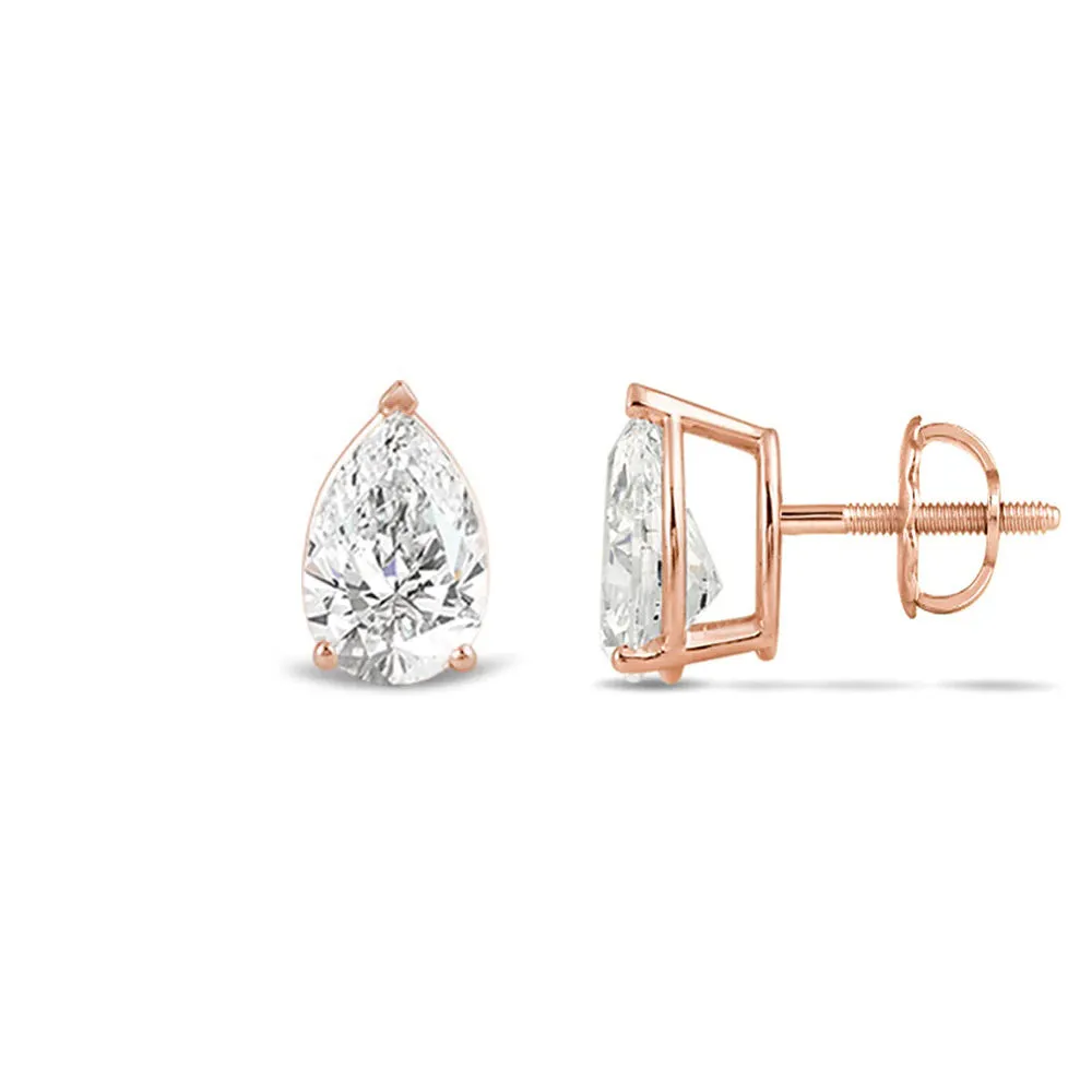Classic Pear Brilliant Cut Diamond Martini Stud Earrings (F/G VS )
