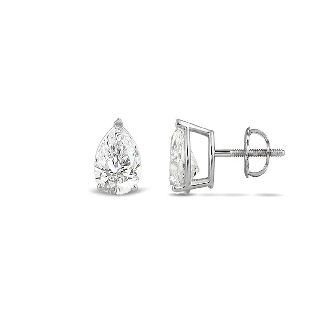 Classic Pear Brilliant Cut Diamond Martini Stud Earrings (F/G VS )