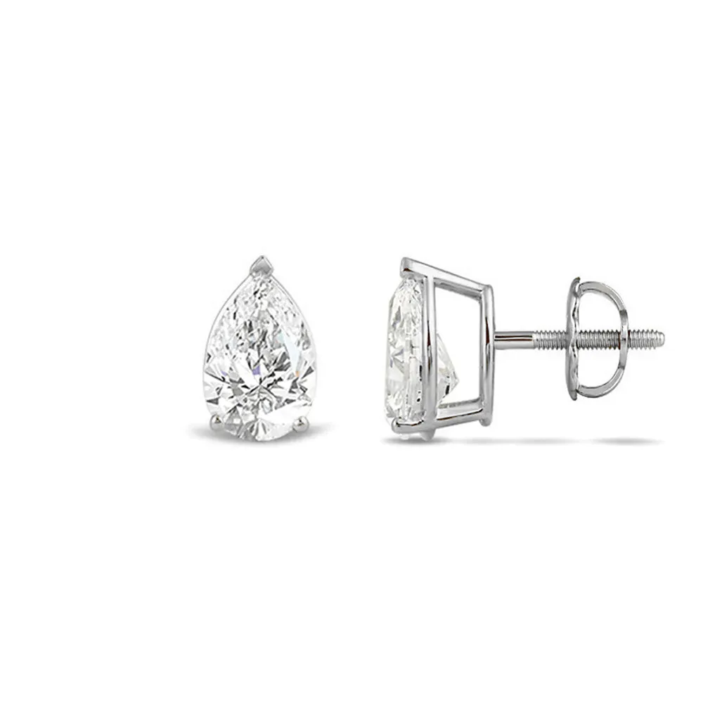 Classic Pear Brilliant Cut Diamond Martini Stud Earrings (F/G VS )