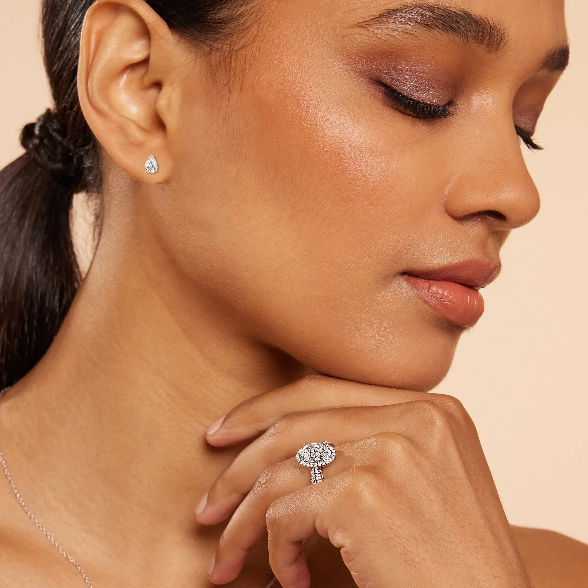 Classic Pear Brilliant Cut Diamond Martini Stud Earrings (F/G VS )