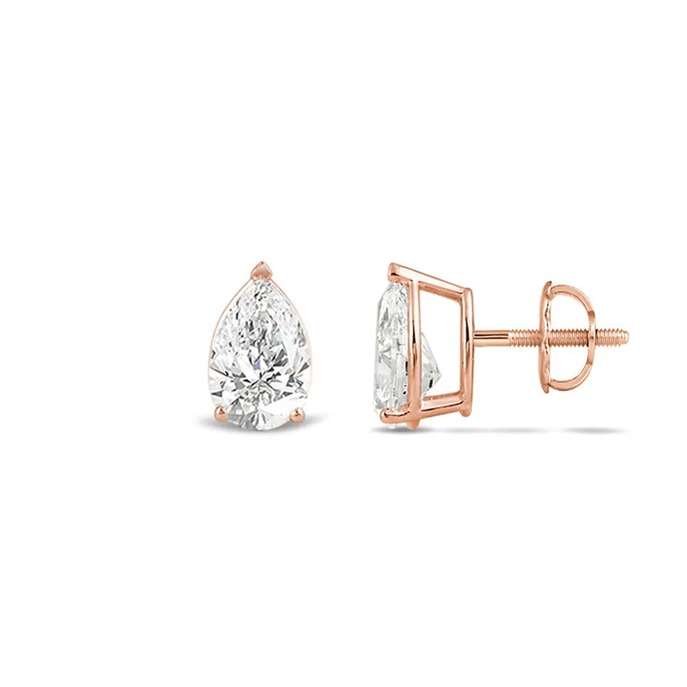 Classic Pear Brilliant Cut Diamond Martini Stud Earrings (F/G VS )