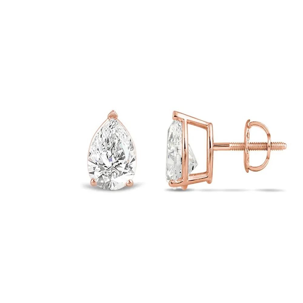Classic Pear Brilliant Cut Diamond Martini Stud Earrings (F/G VS )