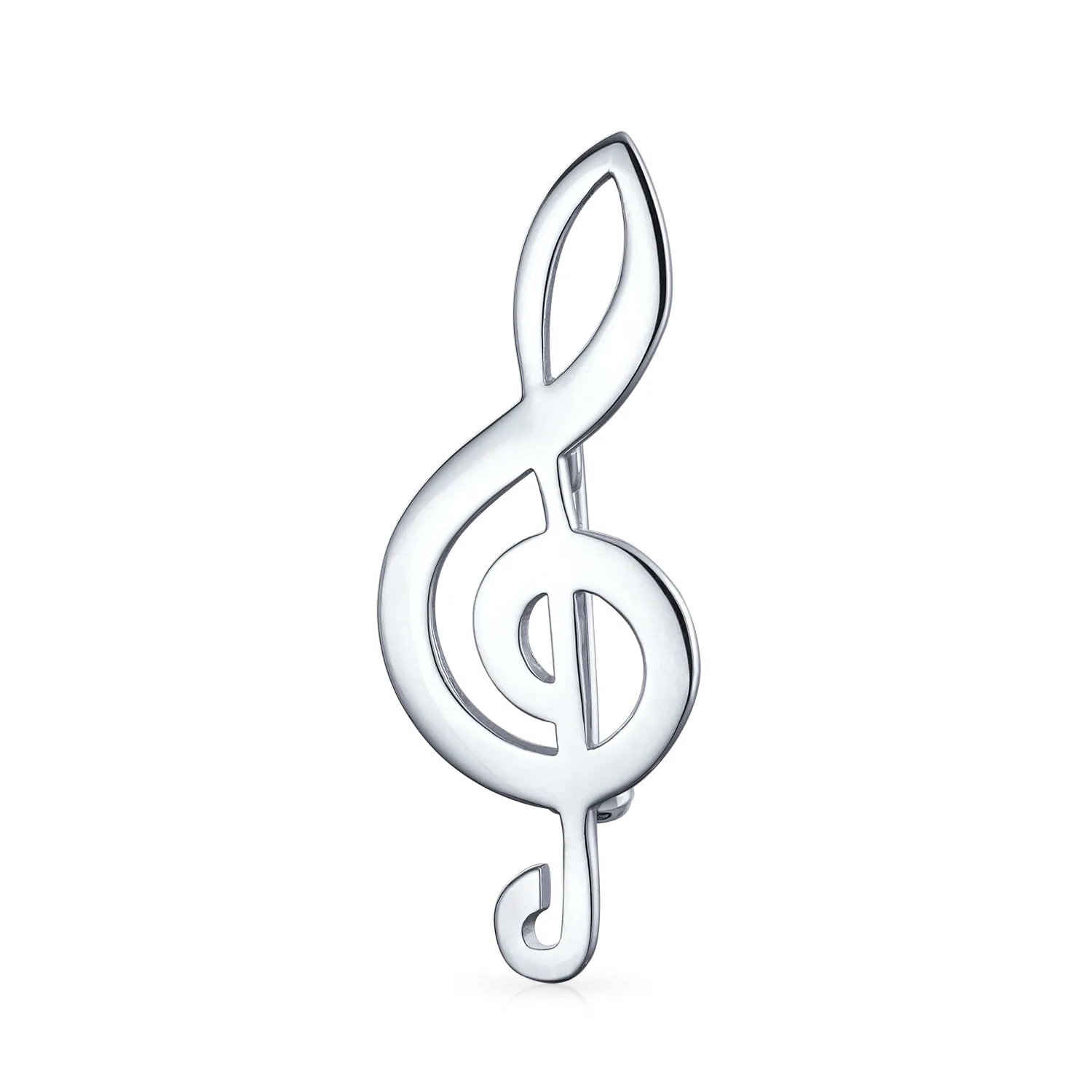 Classic Treble G Clef Brooche Pin for Musicians in Sterling Silver