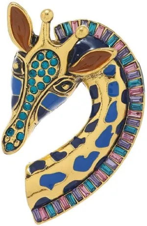 Colored Enamel Giraffe Animal Brooch Pin for Women Men Gold Plated Fashion Rhinestone Dress Hat Costume Accessories Creative Birthday Holiday Decor Jewelry for Pet Lover