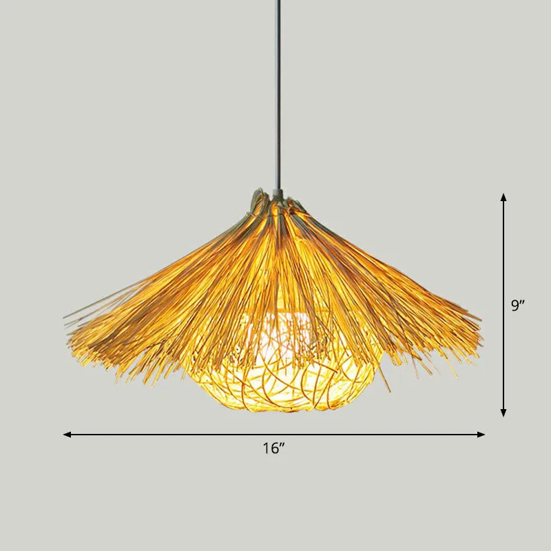 Contemporary Bamboo Pendant Light: Single-Bulb Wood Suspension Fixture