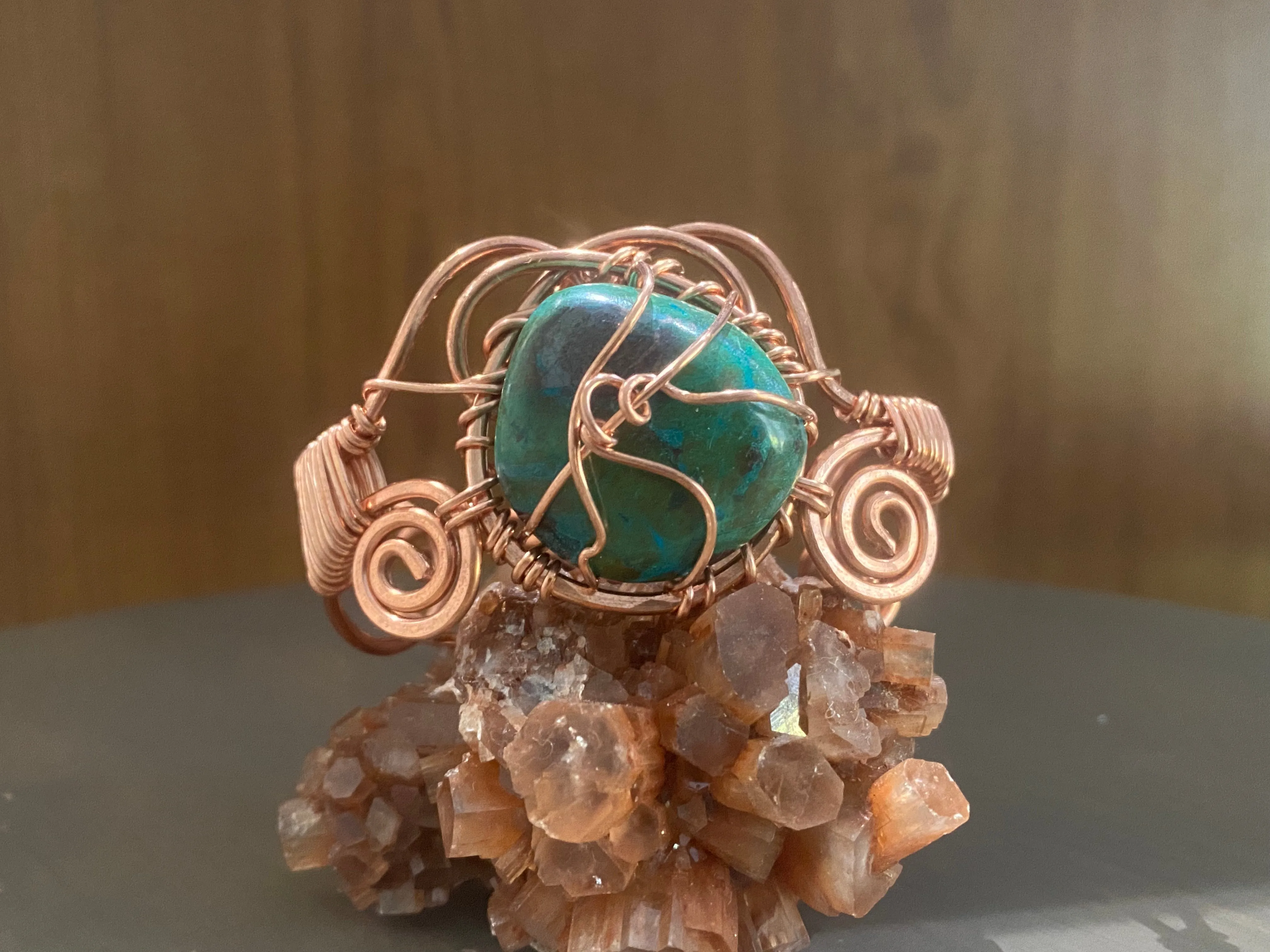 COPPER CHRYSOCOLLA DOUBLE VORTEX CUFF BRACELET