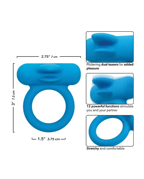 Couple's Enhancer Silicone Rechargeable Double Trouble Enhancer w/Flickering Dual Teasers