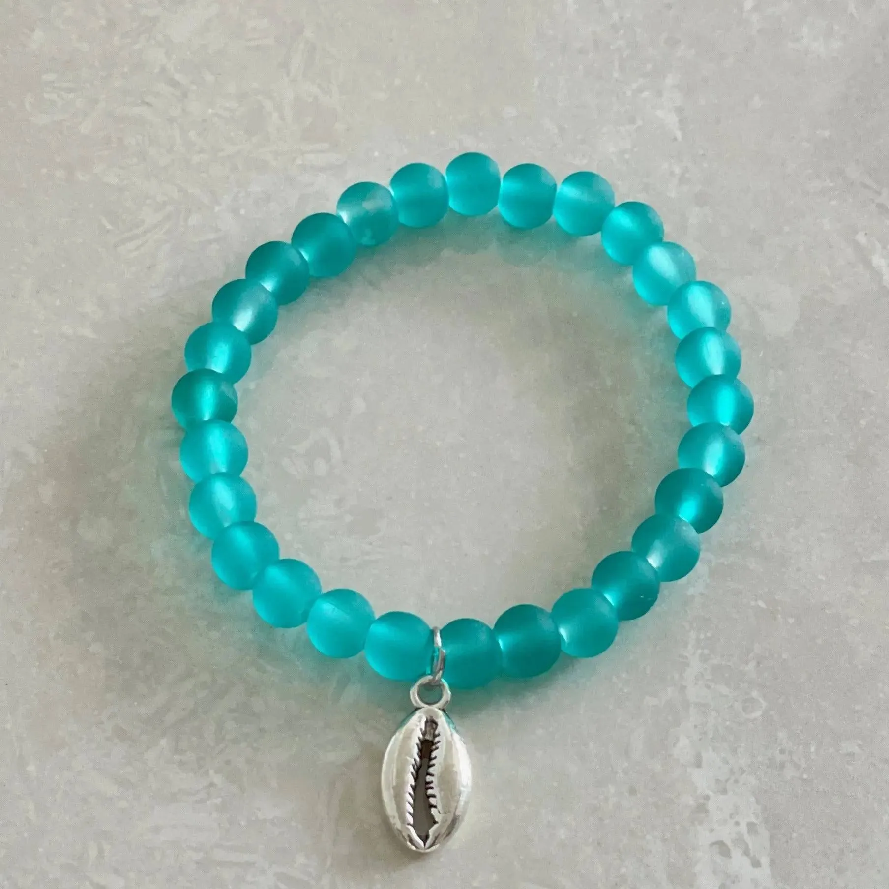 Cowrie Shell Sea Glass Bracelet