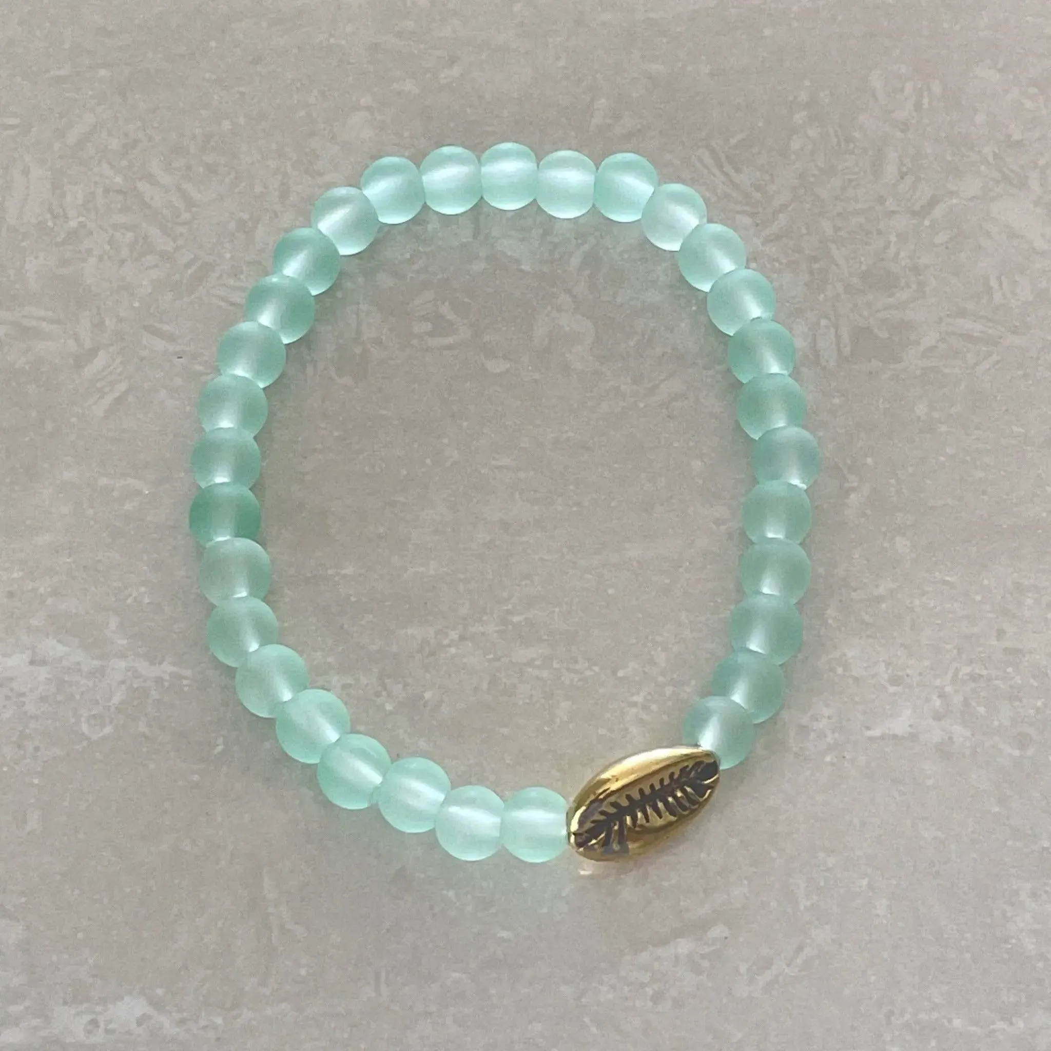 Cowrie Shell Sea Glass Bracelet
