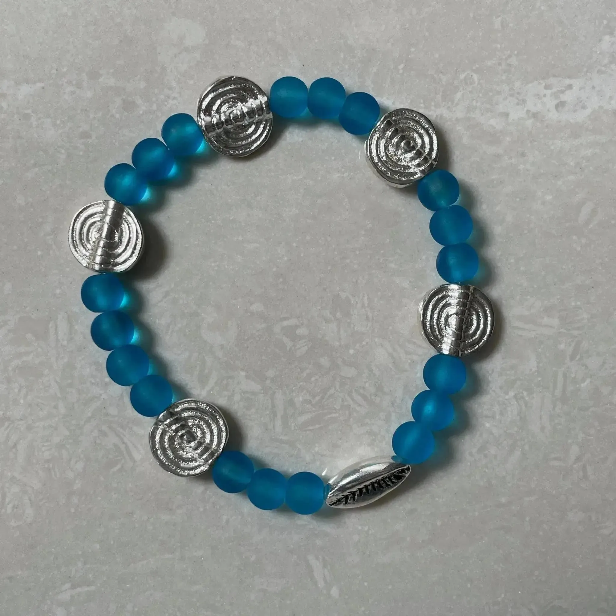 Cowrie Shell Sea Glass Bracelet