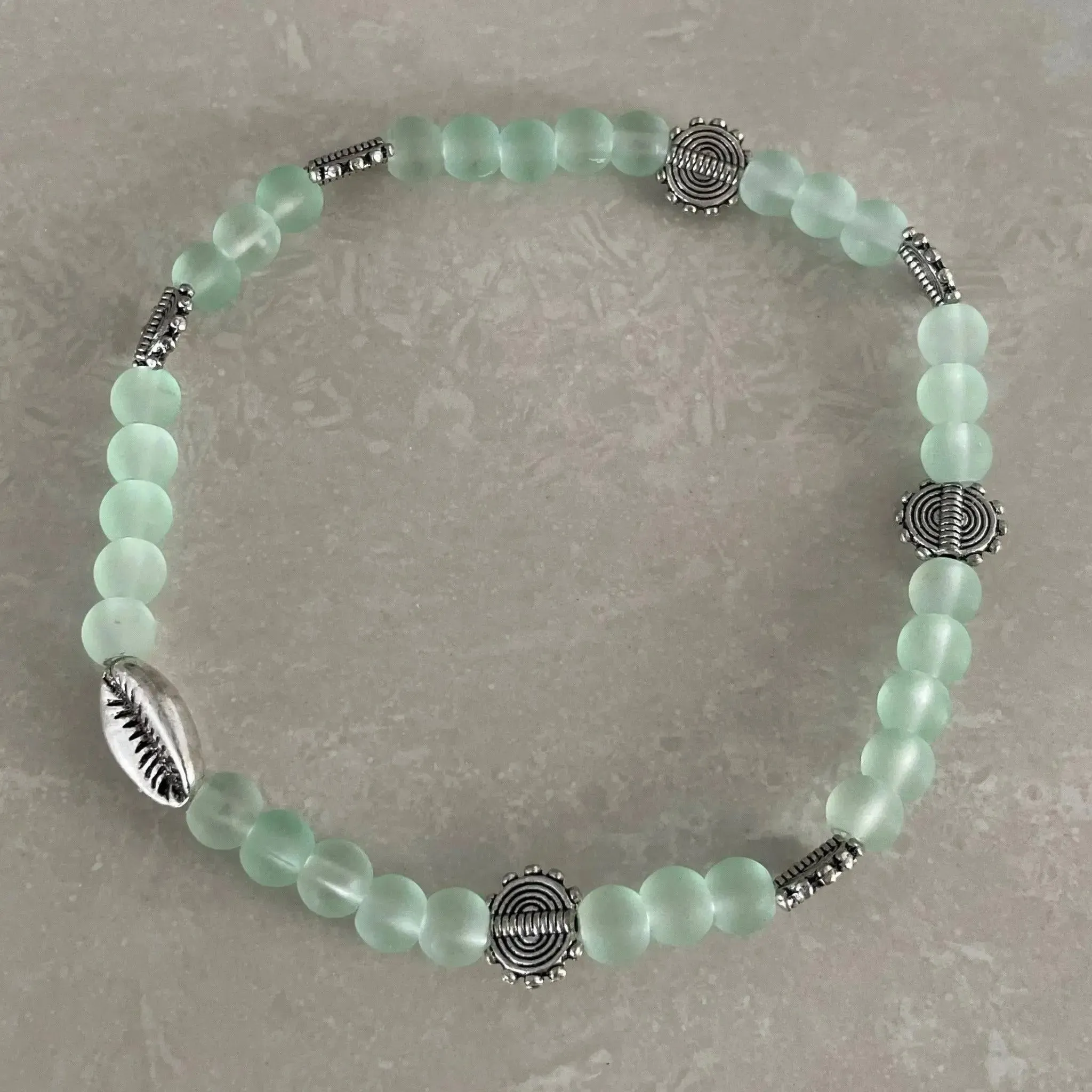 Cowrie Shell Sea Glass Bracelet