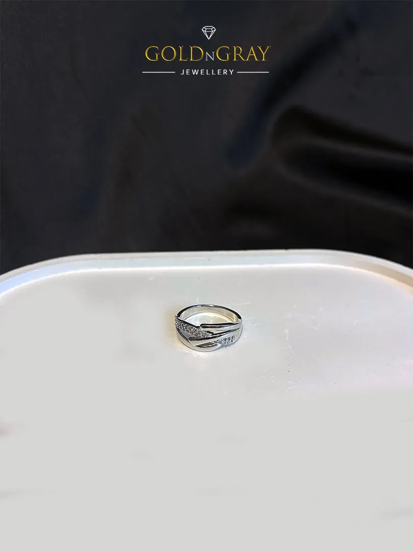 Crossover Ring with Artificial Diamond Detailing for Women