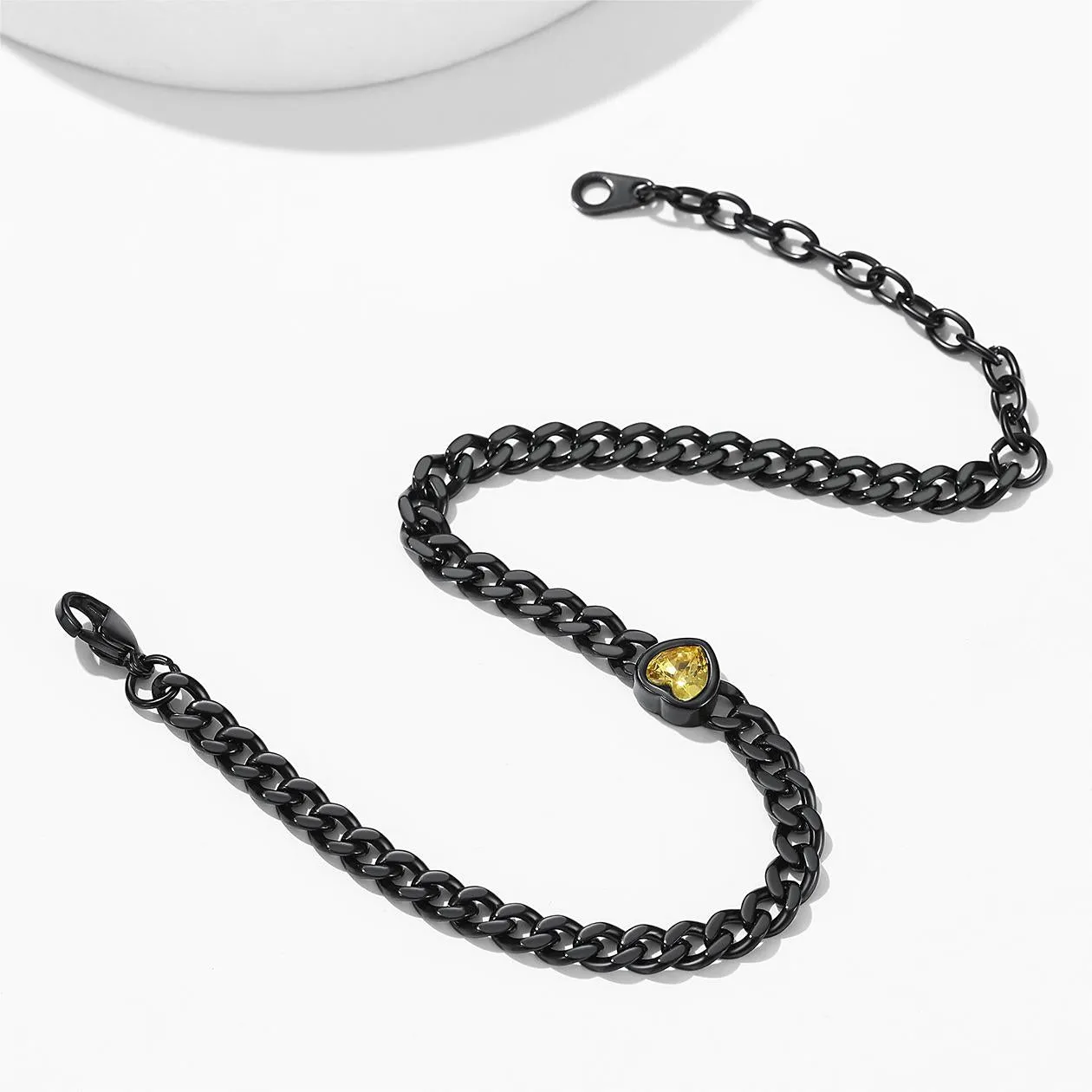 Cuban Link Heart Birthstone Anklet for Women