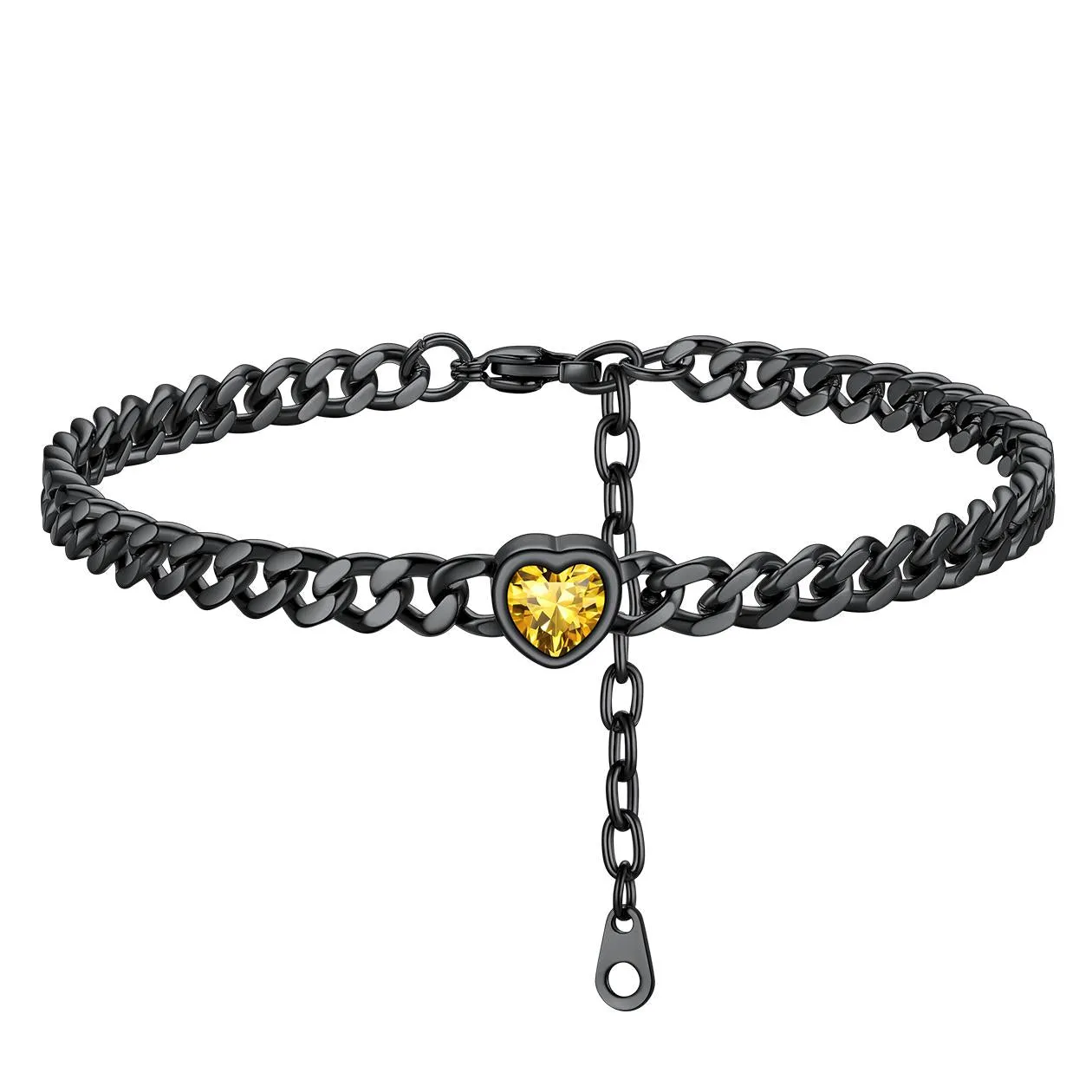 Cuban Link Heart Birthstone Anklet for Women