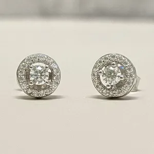 Cubic Zirconia Halo Lifted Studs