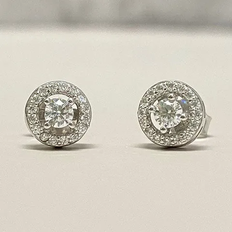Cubic Zirconia Halo Lifted Studs