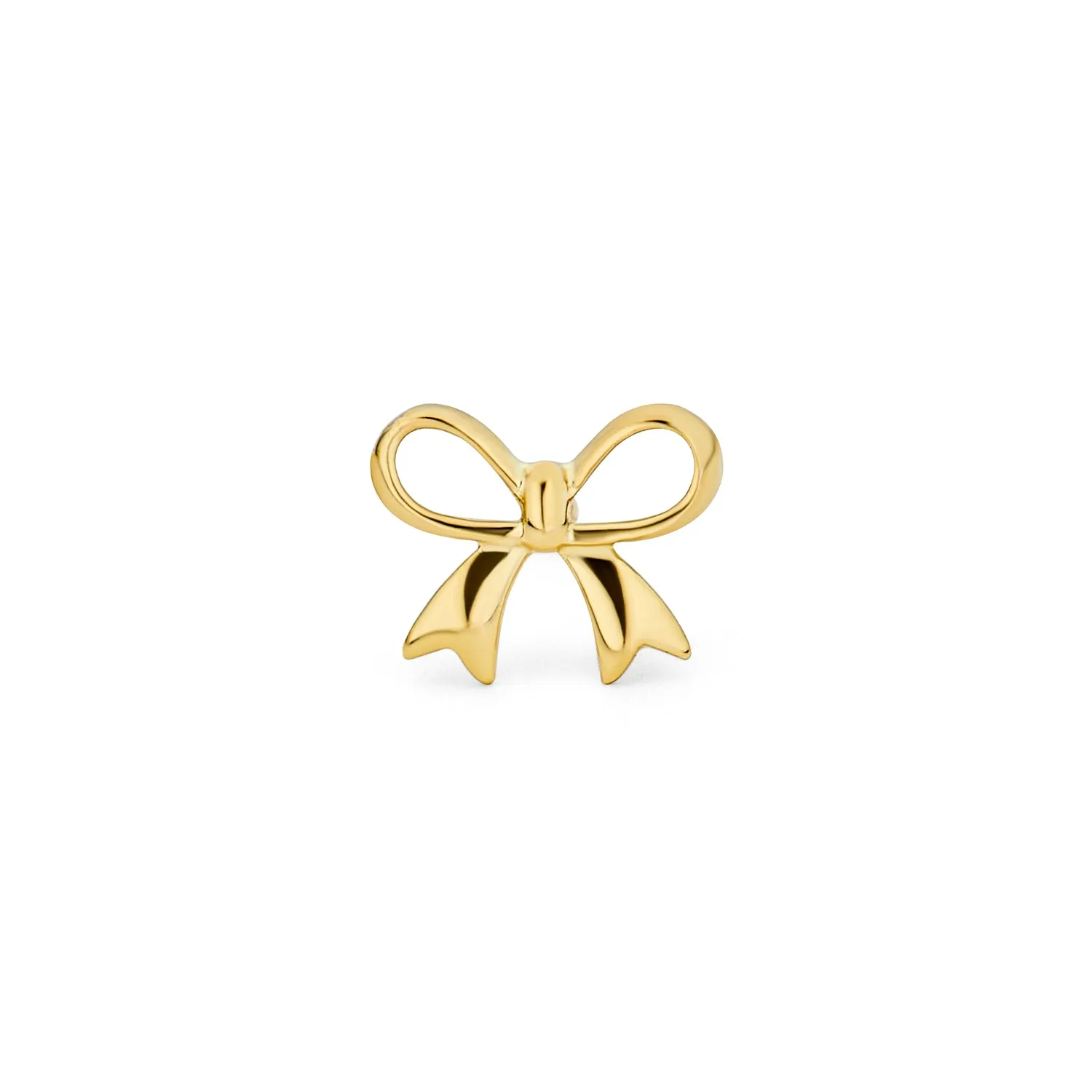 Dainty 14K Gold Bow Cartilage Ear Stud Earring with Safety Clutch Screw Back