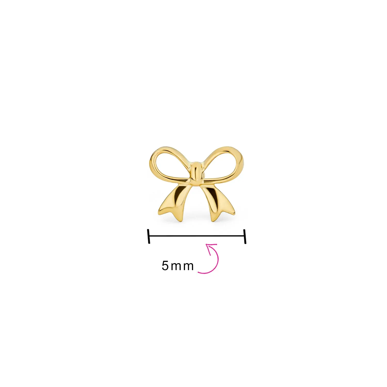 Dainty 14K Gold Bow Cartilage Ear Stud Earring with Safety Clutch Screw Back