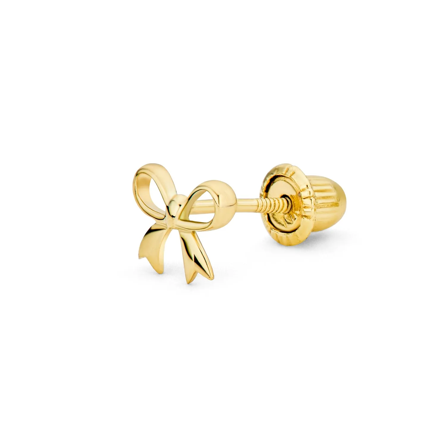 Dainty 14K Gold Bow Cartilage Ear Stud Earring with Safety Clutch Screw Back