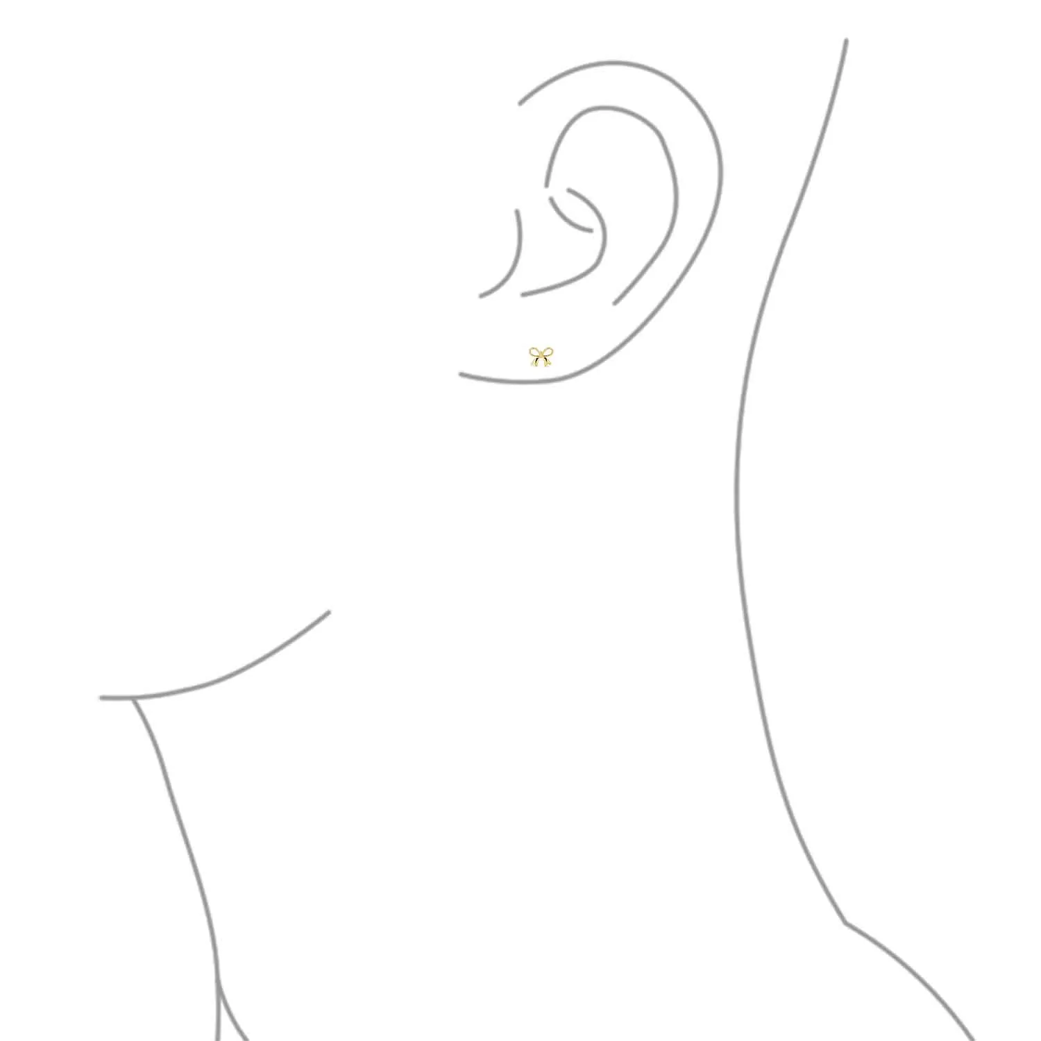 Dainty 14K Gold Bow Cartilage Ear Stud Earring with Safety Clutch Screw Back