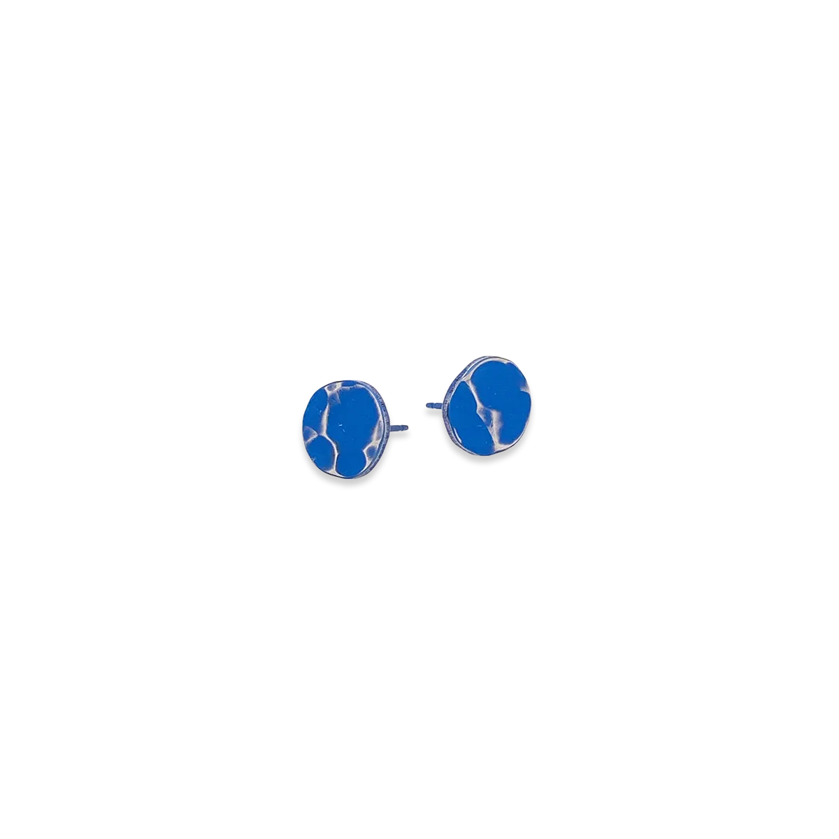 Dark Blue Titanium 9mm Round Textured Stud Earrings