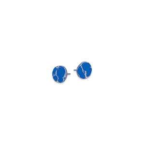 Dark Blue Titanium 9mm Round Textured Stud Earrings
