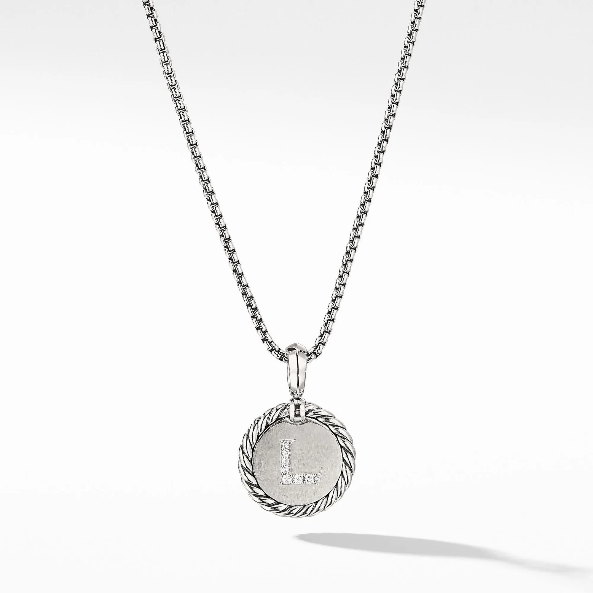 David Yurman Cable Collectibles Collection Initial Charm Necklace with Diamonds, Letter L