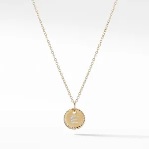 David Yurman Initial Charm Necklace with Diamonds in 18k Gold, Letter E