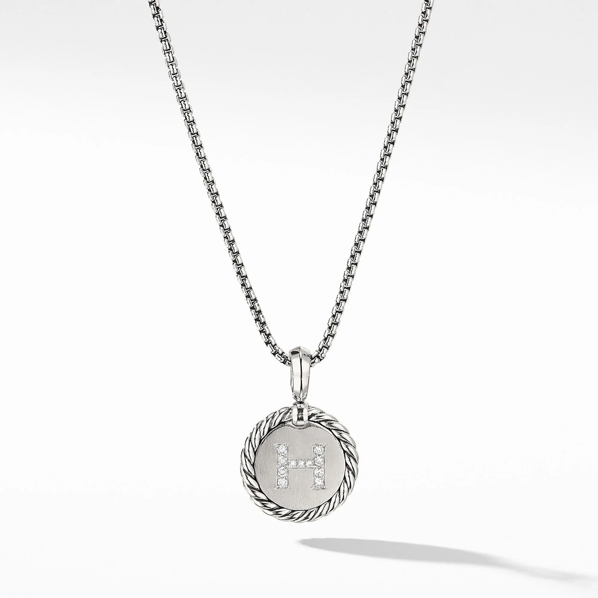 David Yurman Initial Charm Necklace with Diamonds, Letter H