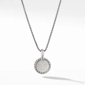 David Yurman Initial Charm Necklace with Diamonds, Letter T