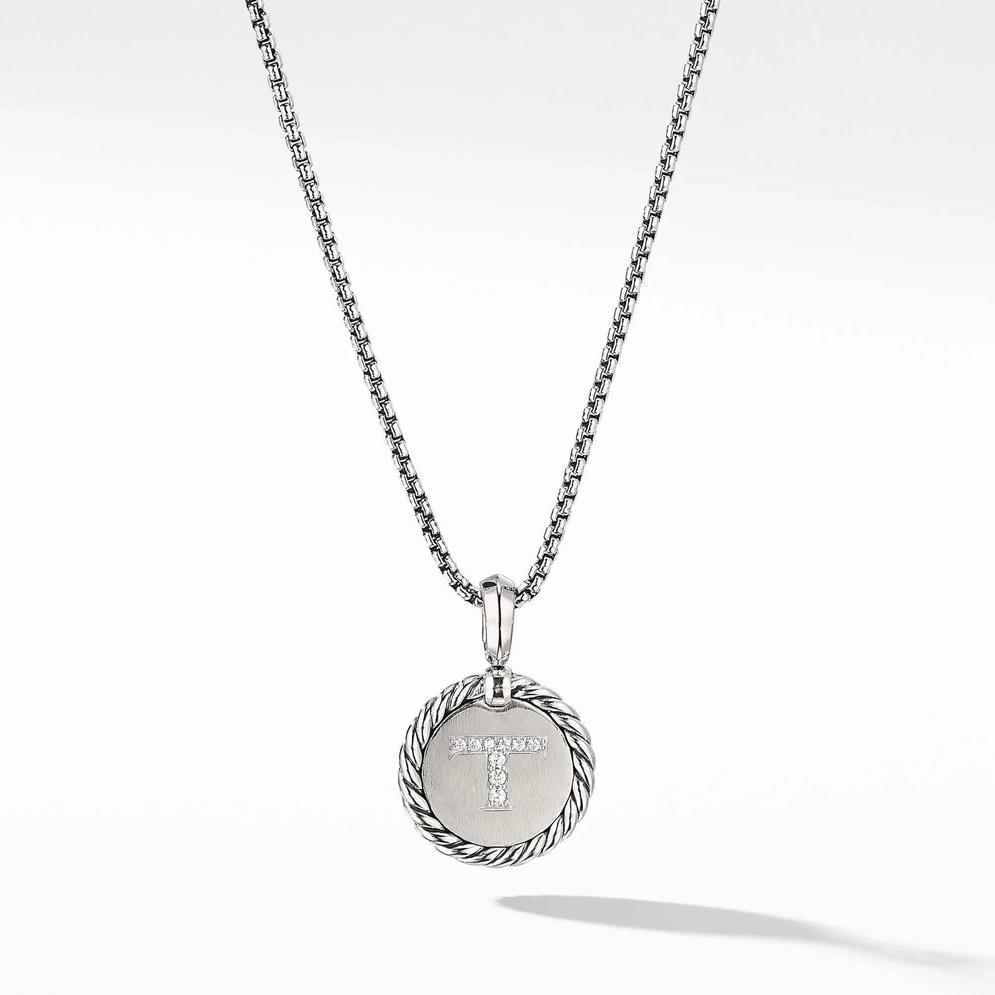 David Yurman Initial Charm Necklace with Diamonds, Letter T