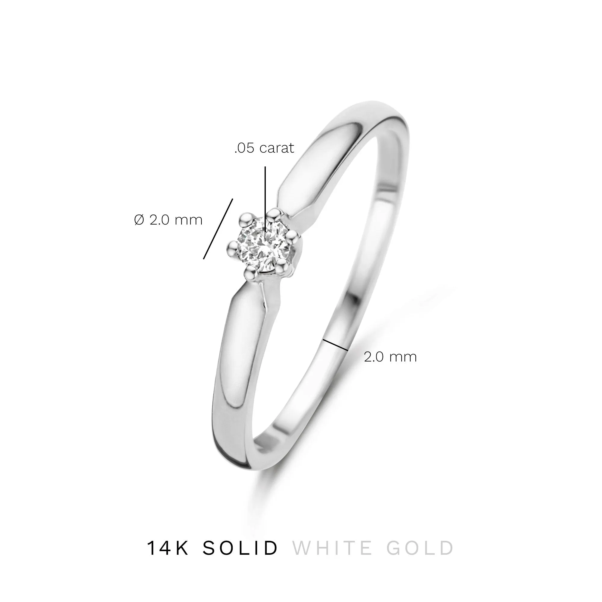De la Paix Sylvie 14 karat white gold ring with diamond 0.07 carat