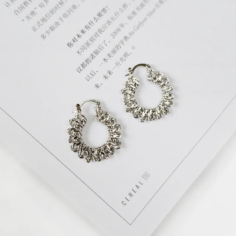 DEARCASE Fashion Round Multi Knots Geometric Stylish Dainty Brass Gold Hoop Earrings