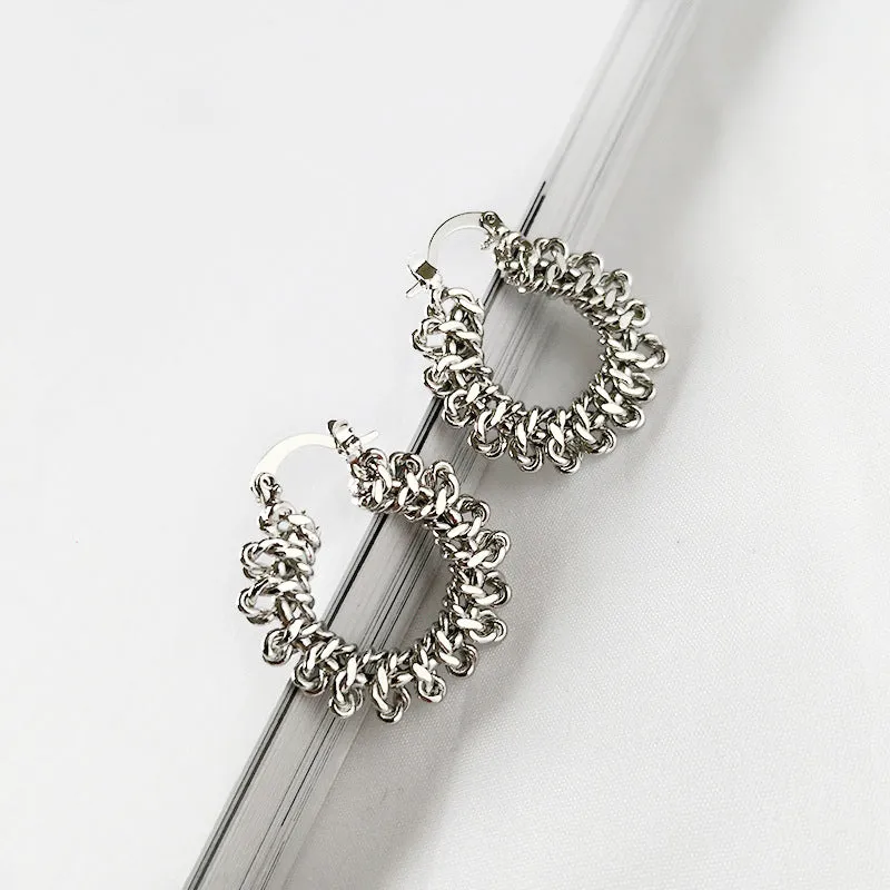 DEARCASE Fashion Round Multi Knots Geometric Stylish Dainty Brass Gold Hoop Earrings