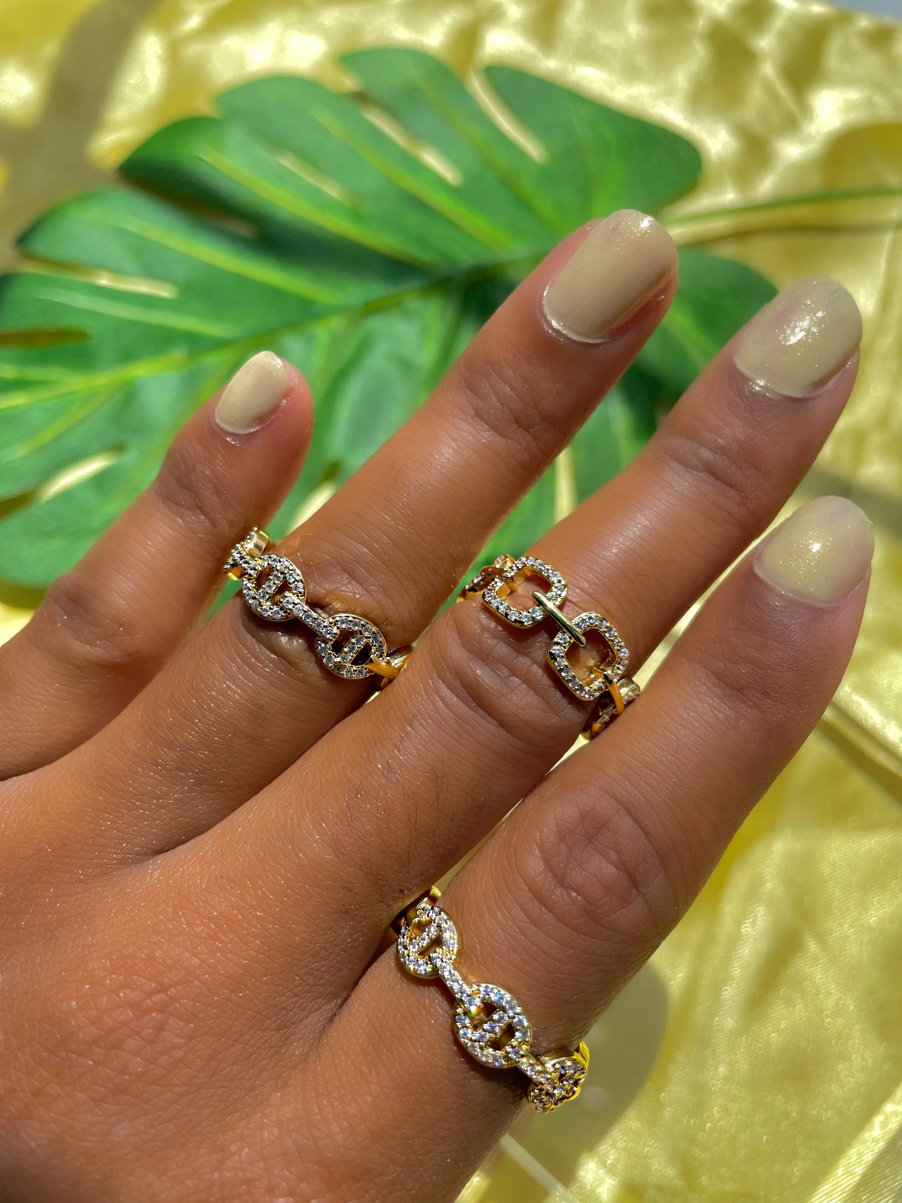 Diamond Chain Link Ring