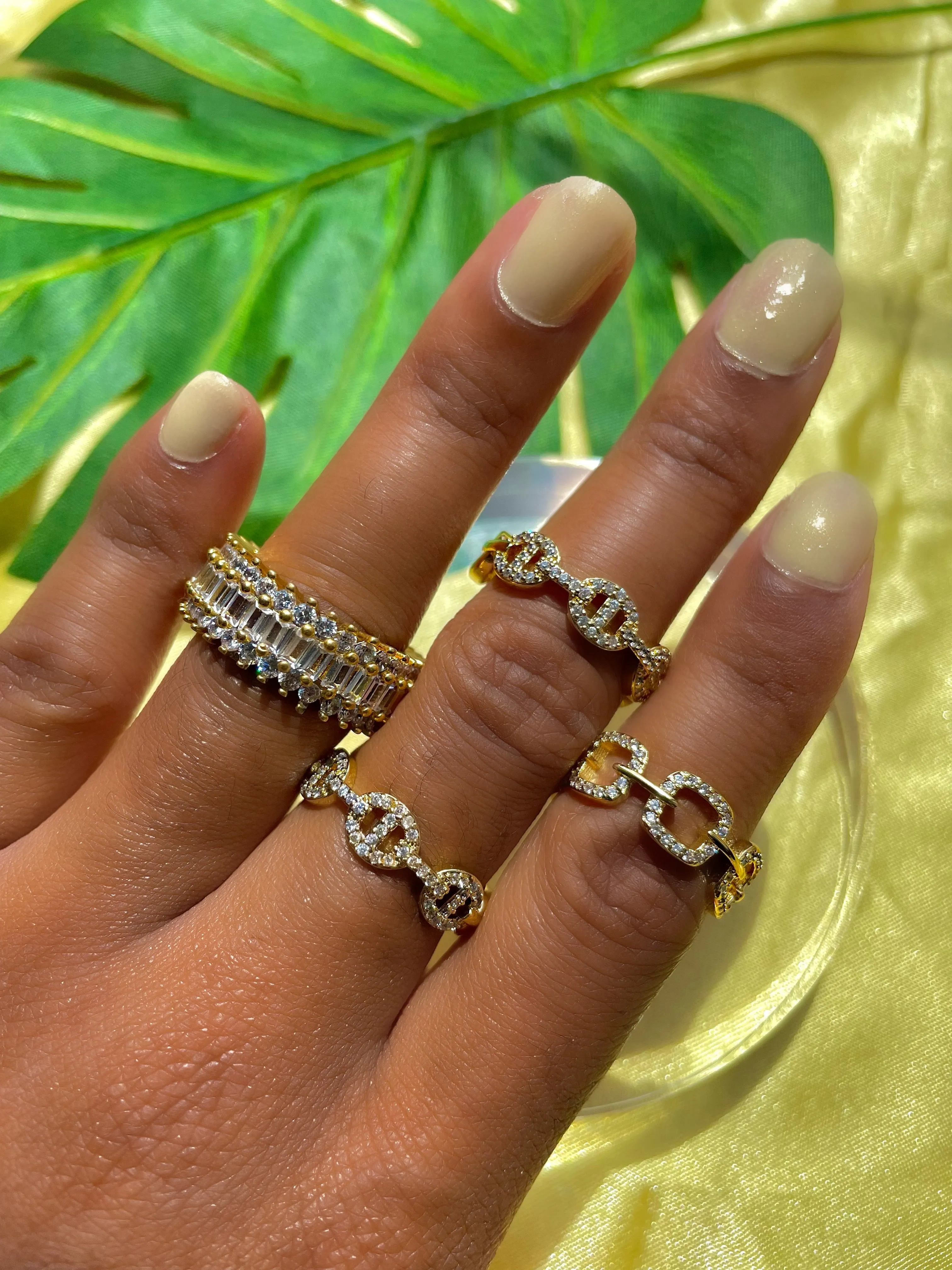 Diamond Chain Link Ring
